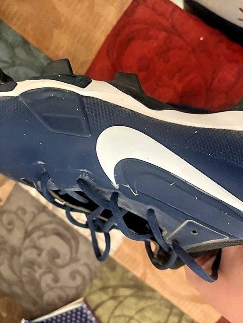 Nike Alpha Huarache Elite Low Baseball Cleats Blue & White